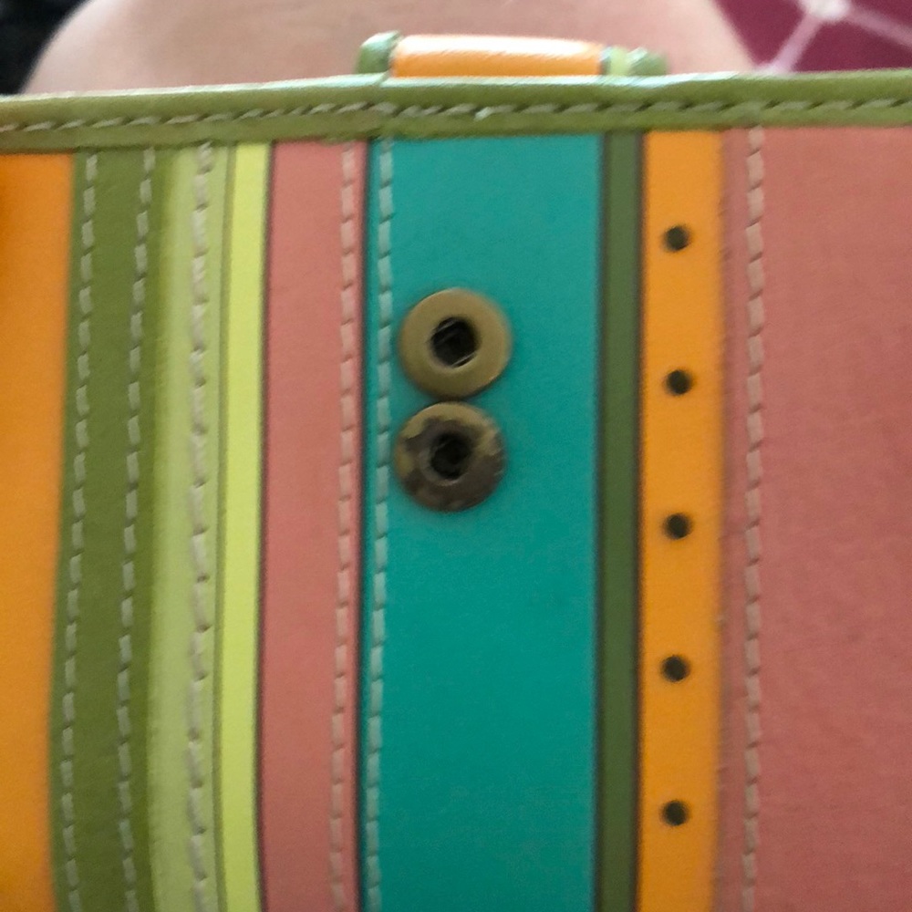 Fossil vintage stripes leather wallet Pastel Stripes HIPSTER! - Picture 6 of 6